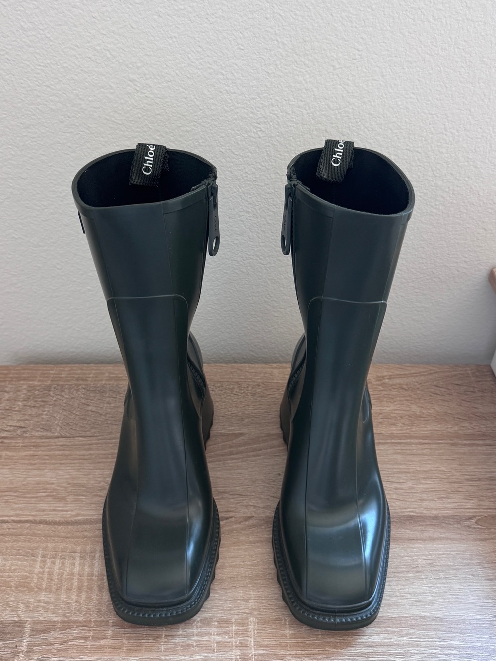 Chloé Betty Dark Green Mid-Calf Rain Boots Size 38 - Picture 1 of 7